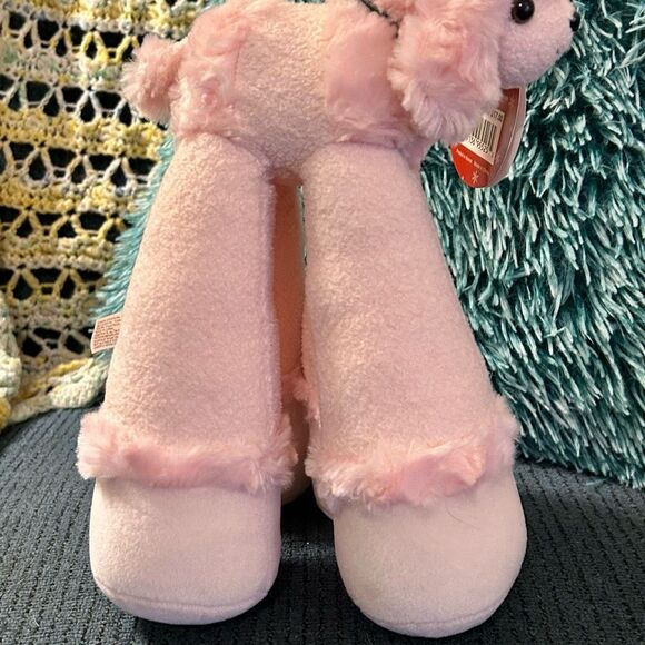 Plush Pink Poodle Stuffed Animal Toy Dog 11” Black Bow w Tag Bestever Funny Feet - Picture 5 of 11